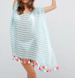 Hot selling beach cover up v-neckline tassel detail kaftan