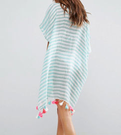 Hot selling beach cover up v-neckline tassel detail kaftan