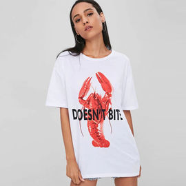 2018 Summer White Short Sleeve Printed Cotton Women T Shirt