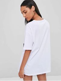 2018 Summer White Short Sleeve Printed Cotton Women T Shirt