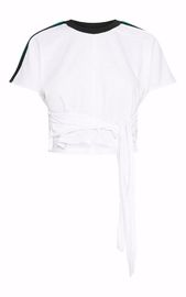 White stripe crop top T shirt ladies