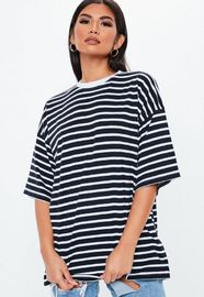 Oversized Custom Stripe Drop Shoulder T Shirt Printing