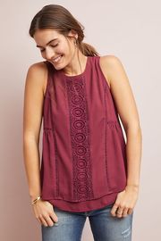 Women Red Sleeveless Top with Back zip