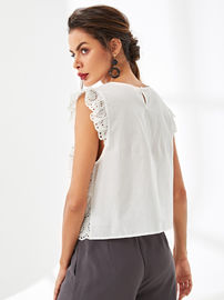 Summer latest women white blouse styles with petal sleeve