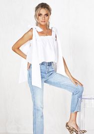 Women Cotton White Color Ruffle Neckline Crop Bohemian Women