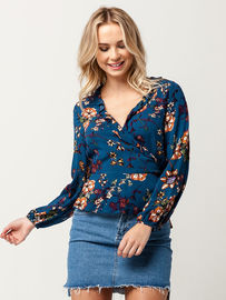 Latest Long Sleeve New Design Floral Printed Tops