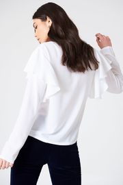 New Fashionable Women Formal White Frill Blouse Women