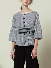 Fashion Womans Big Sleeve Blouse With Stripe