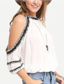 Stylish Chiffon Women Blouse With Cold Shoulder