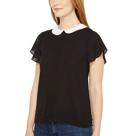 Simple style women chiffon black blouse