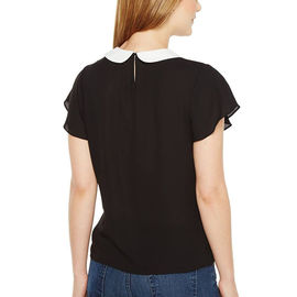 Simple style women chiffon black blouse