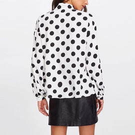 Fashion bowknot polka dot long sleeve women tops