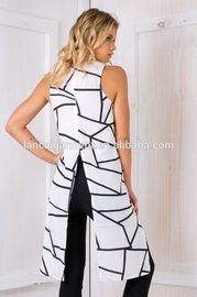 Back split printed cross over top ladies latest long tops