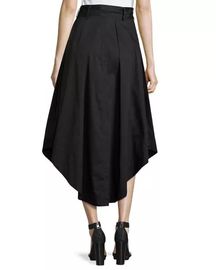 Pleated asymmetric hem high waisted long skirts