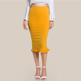 Fashion 2018 Yellow Package Hip Pencil Office Skirts Women