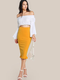 Fashion 2018 Yellow Package Hip Pencil Office Skirts Women