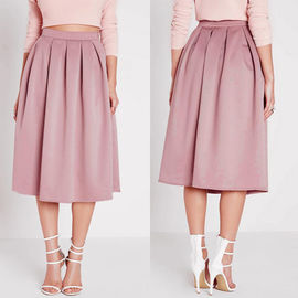 High waist pleated pink 3/4 umbrella skirt