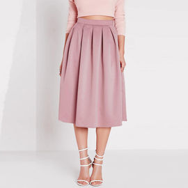 High waist pleated pink 3/4 umbrella skirt