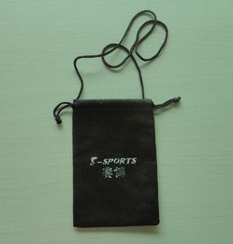 Non-woven gift pouches bag with drawstring and strap for mobile phone