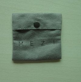 Custom small handmade Press-button grey suede fabric gift pouches bag