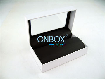 Customized White Luxury packaging boxes with window / plastic Mens watch box