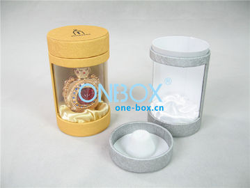 Cardboard cylinder gift box , art paper perfume box with PVC window for shop or store