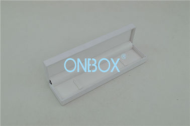 Rectanglar Plastic Painted Jewelry Boxes White Art Paper And White PU Top