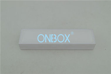 Rectanglar Plastic Painted Jewelry Boxes White Art Paper And White PU Top