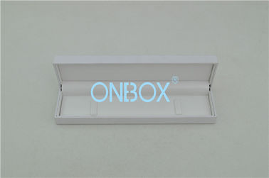 Rectanglar Plastic Painted Jewelry Boxes White Art Paper And White PU Top