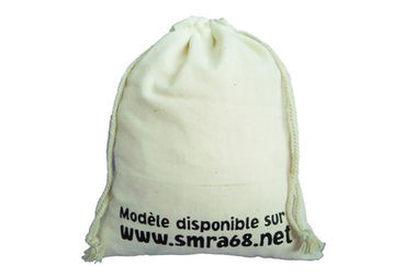 Custom Printing Cotton Drawstring Pouch , Raw White Cotton Toy Pouches