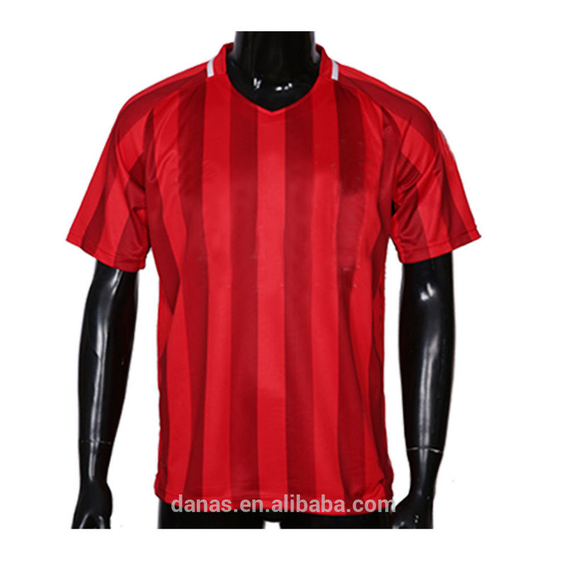 Red strips sublimation soccer jersey blank club soccer uniform