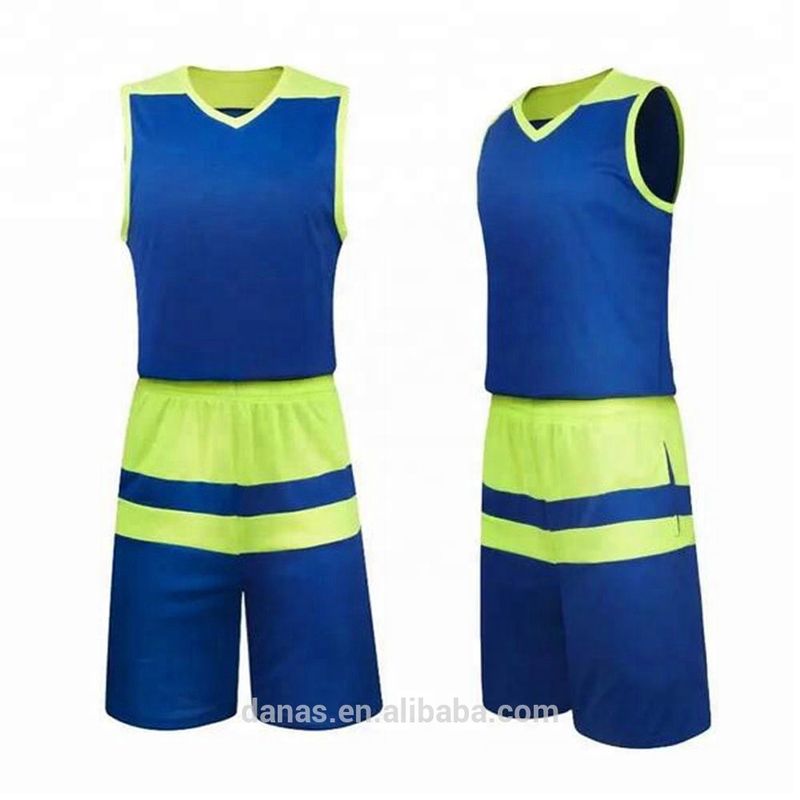 Cheap Custom Blank Basketball Jersey Uniform Design Color Blue With Green