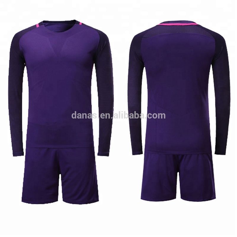 Blank Long Sleeve Cheap Purple Soccer Jersey Team Sports Uniform Football