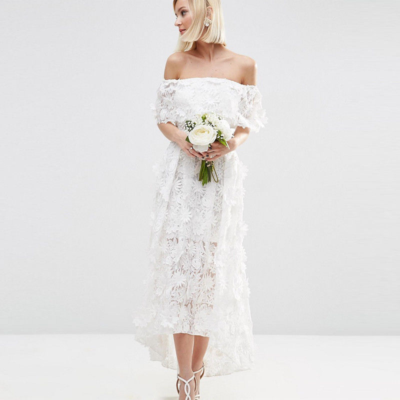 off shoulder women lace party wear long wedding night dress