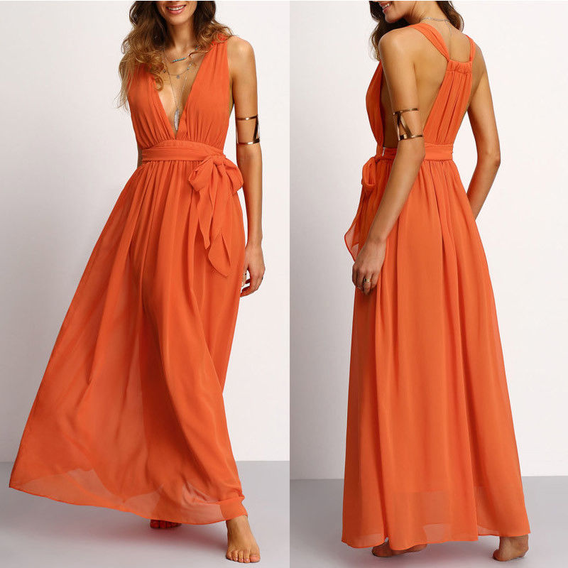 elegant women sexy long chiffon dress