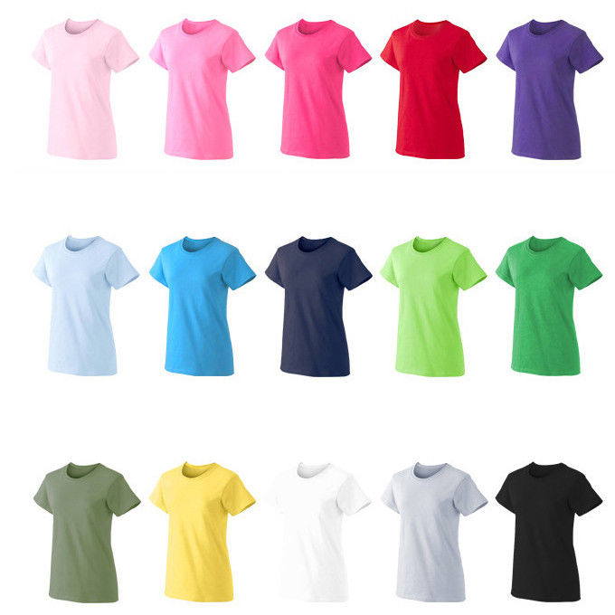 Wholesale Cheap Plain Tee Custom Logo 180G Cotton Woman T-shirt in bulk