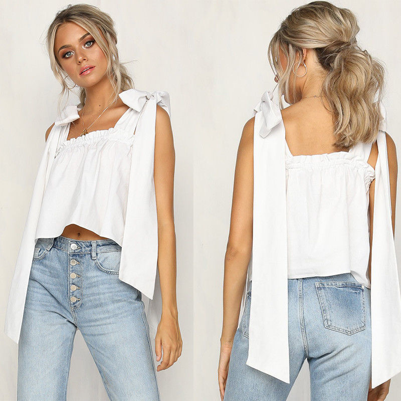 Women Cotton White Color Ruffle Neckline Crop Bohemian Women