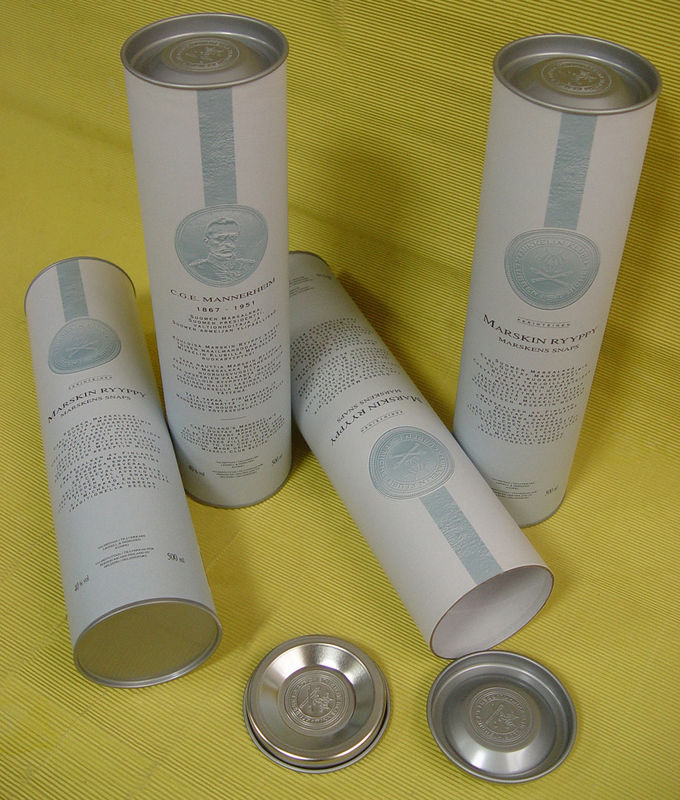 Cylinder Tube Paper Board Wine Packaging Box with Tin Plate for Wine / Oil Bottle