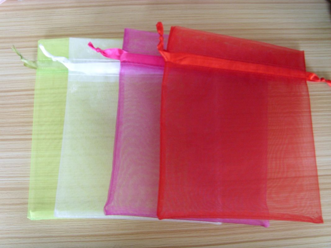 Custom colorful drawstring fabric organza gift pouches sheer bag for cell phone