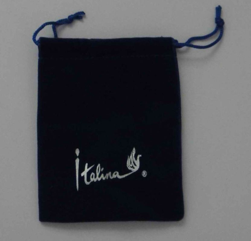 Black Xmas velvet drawstring gift pouches bag with embroidery white logo