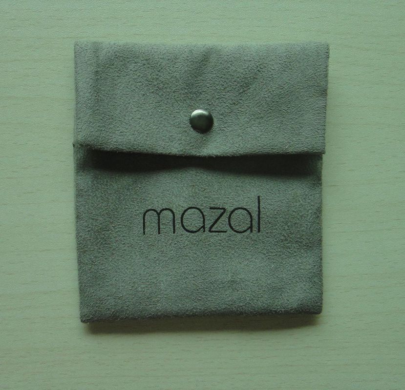 Personalized mock-stitch small handmade grey suede fabric gift pouches bag for cosmetics