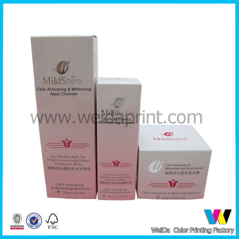 Pink Face Cream / Perfume / Facial Cleanser Packaging Box Support PMS / CMYK Printing