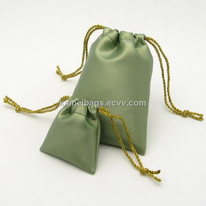 Green Small Leather Drawstring Pouch Bags For Win Packing Ecologic