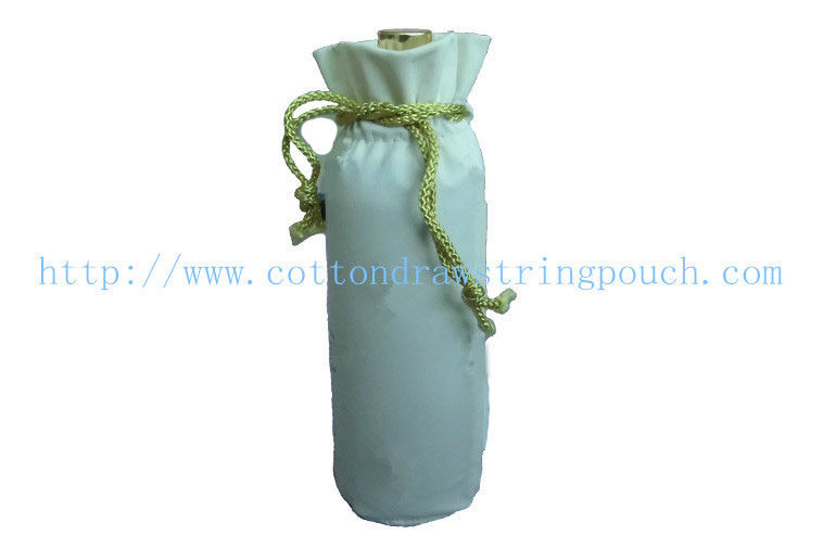 Perfume White Pu Leather Drawstring Pouch Waterproof With Cord