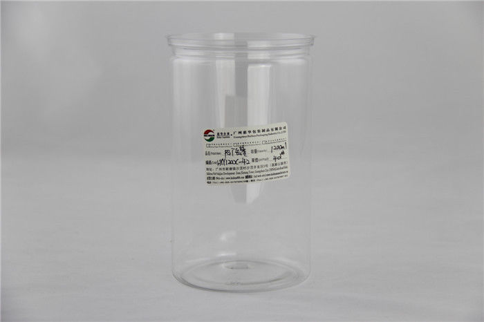 Powder Clear transparent Plastic Cylinder Packing box , PET canister 800ml
